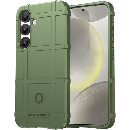 Mobigear Rugged Shield Samsung Galaxy S25 Hülle Flexibles TPU Backcover Stoßfest - Grün