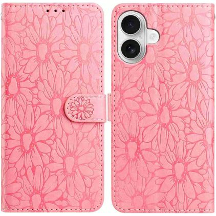 Mobigear Flowers iPhone 17 Hülle Klapphülle Geldbörse - Pink