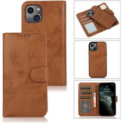 Mobigear Wallet iPhone 13 Mini Hülle Abnehmbare 2in1 Klapphülle Geldbörse - Braun