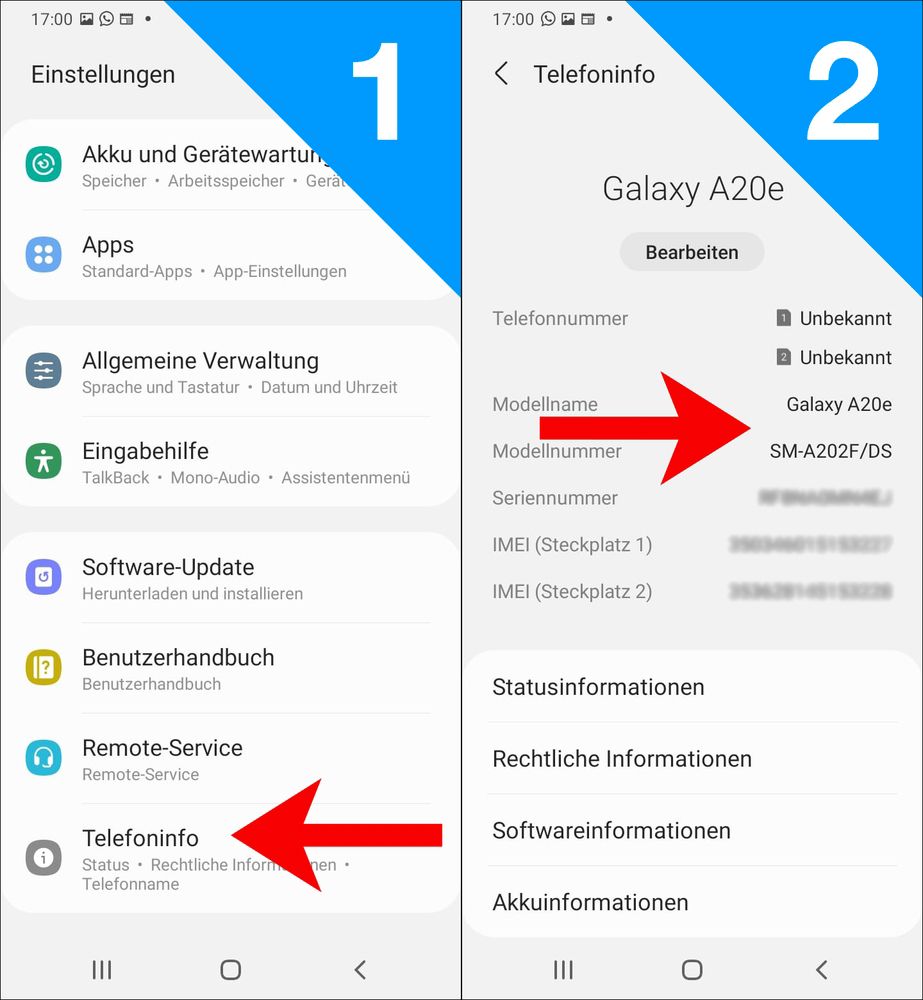 Modellnummer herausfinden