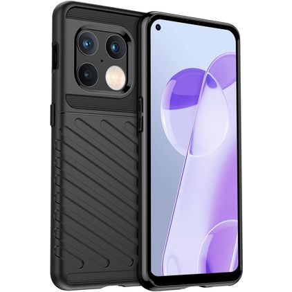 Mobigear Groove OnePlus 10 Pro Hülle Flexibles TPU Backcover - Schwarz