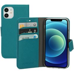 Mobiparts Saffiano Wallet iPhone 12 Mini Hülle Klapphülle Geldbörse - Türkis