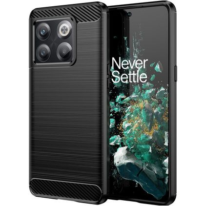 Mobigear Brushed Slim OnePlus 10T Hülle Flexibles TPU Backcover - Schwarz