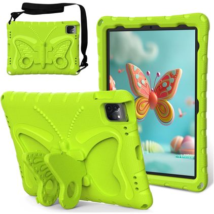 Mobigear Butterfly iPad Air 11 Zoll (2026) Hülle EVA Schaum Backcover + Schulterträger + Ständer - Grün