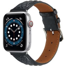 Mobigear Genova Leder Apple Watch Armband Dornschließe - 42/41/40/38 mm - Schwarz