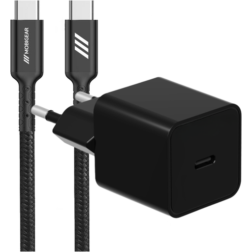 Mobigear Essentials Single USB-C Ladegerät USB-C 1 Meter Power Delivery 20W - Schwarz
