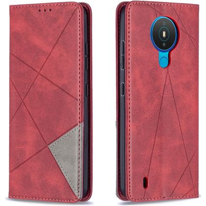 Mobigear Rhombus Slim Nokia 1.4 Hülle Klapphülle - Rot
