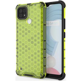 Mobigear Honeycomb Realme C21 Hülle Hardcase Backcover Stoßfest - Grün