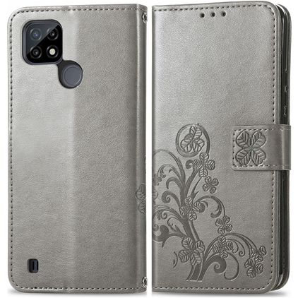 Mobigear Clover Realme C21Y Hülle Klapphülle Geldbörse - Grau