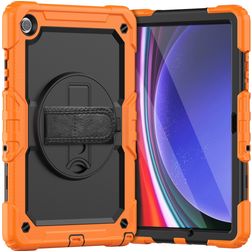 Mobigear SureGrip Xtreme Samsung Galaxy Tab A11 Plus Hülle Kunststoff,Silikon Backcover + Schulterträger + Ständer - Orange