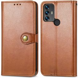 Mobigear Snap Button TCL 30 SE Hülle Klapphülle Geldbörse - Braun