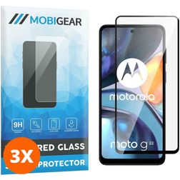 Mobigear Premium Motorola Moto G22 Panzerglas Gehärtetes Glas Displayschutz - Hüllenfreundlich - Schwarz (3er Pack)