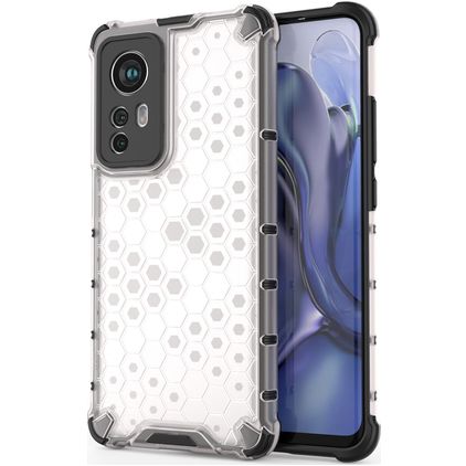 Mobigear Honeycomb Xiaomi 12X Hülle Hardcase Backcover Stoßfest - Weiß