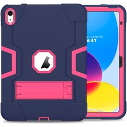 Mobigear ShieldStand iPad 10 (2022) Hülle Kunststoff,Silikon Backcover + Ständer - Pink / Marineblau