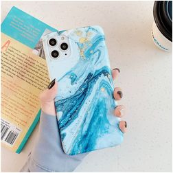 Mobigear Marble iPhone 12 Pro Max Hülle Flexibles TPU Backcover - Blau