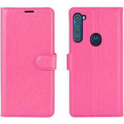 Mobigear Classic Motorola One Fusion Plus Hülle Klapphülle Geldbörse - Magenta