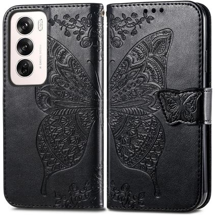 Mobigear Butterfly OPPO Reno 12 Pro Klapphülle Portemonnaie - Schwarz