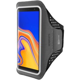 Mobiparts Comfort Fit Handyhalterung Joggen Samsung Galaxy J6 Plus Sporthülle Neopren Sportarmband - Schwarz
