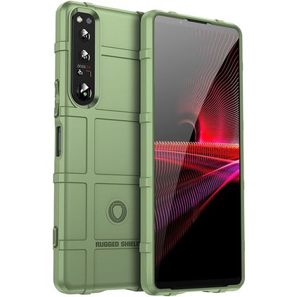 Mobigear Rugged Shield Sony Xperia 1 V Hülle Flexibles TPU Backcover Stoßfest - Grün