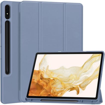 Mobigear Tri-Fold Gel Samsung Galaxy Tab S9 Plus Hülle TPU,Kunstleder Klapphülle + Stifthalter - Lila