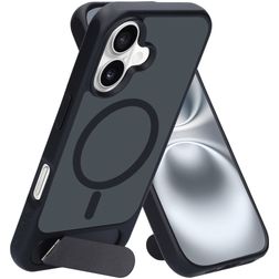 Mobiparts Hardcover iPhone 16 MagSafe Hülle Hardcase Backcover mit Ständer - Satin Black