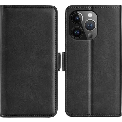 Mobigear Slim Magnet iPhone 15 Pro Hülle Klapphülle Geldbörse - Schwarz