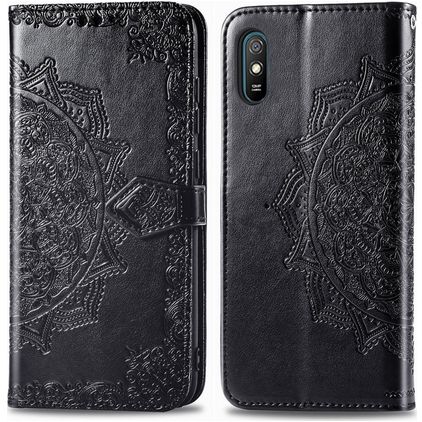 Mobigear Mandala Xiaomi Redmi 9A Klapphülle Portemonnaie - Schwarz