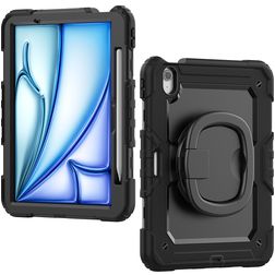 Mobilize Rotating Defender iPad Air 11 Zoll (2025) Hülle Kunststoff,Silikon Backcover + Schulterträger + Ständer - Schwarz
