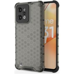 Mobigear Honeycomb Realme C31 Hülle Hardcase Backcover Stoßfest - Schwarz