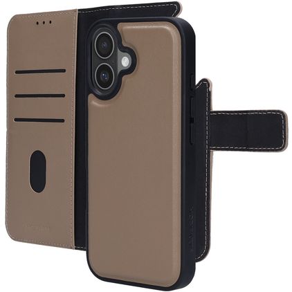 Mobiparts iPhone 17 Hülle Echtes Leder Abnehmbare 2in1 Klapphülle Geldbörse - Taupe