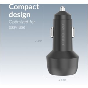 Mobilize Dual USB / USB-C Auto Ladegerät Power Delivery 48W - Schwarz