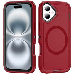 Mobigear Rugged Mag iPhone 16 MagSafe Hülle Hardcase Backcover Stoßfest - Rot
