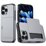 Mobigear Card iPhone 16 Pro Max Hülle Hardcase Backcover Stoßfest mit Kartenhalter - Grau