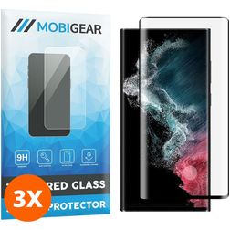 Mobigear Premium Samsung Galaxy S22 Ultra Panzerglas Displayschutz - Hüllenfreundlich - Schwarz (3er Pack)