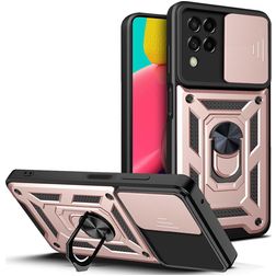 Mobigear Armor Ring Cam Slide Samsung Galaxy M53 Hülle Hardcase Backcover Stoßfest mit Ringhalter - Roségold