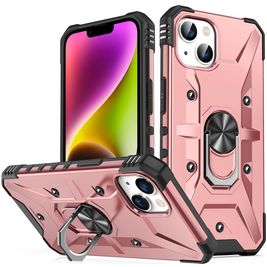 Mobigear Armor Ring iPhone 14 Hülle Hardcase Backcover Stoßfest mit Ringhalter - Roségold