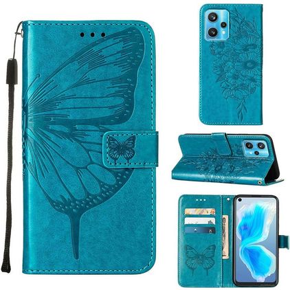Mobigear Butterfly Realme 9 Pro Plus Klapphülle Portemonnaie - Blau