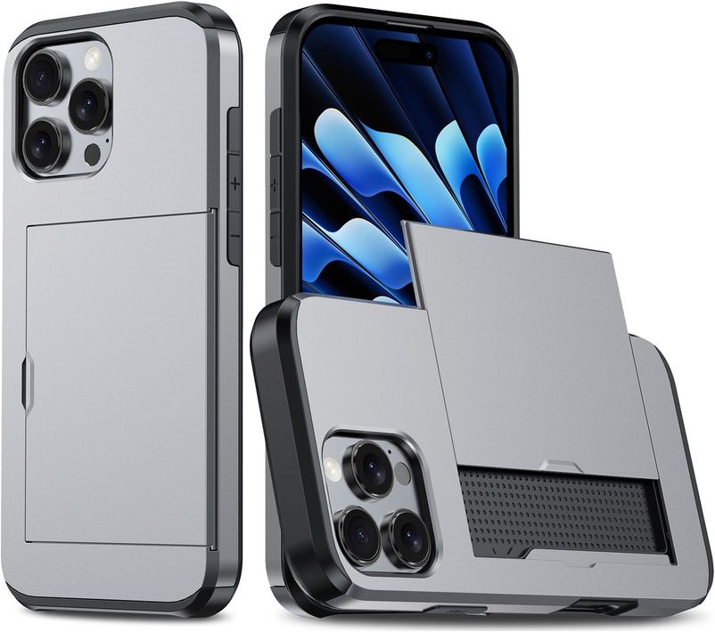 DEENAKIN IPhone 16 Pro Max Hülle Mit Kartenfach & Ständer – RFID-Schutz, Militärschutz, UV-Druck, Magnetverschluss