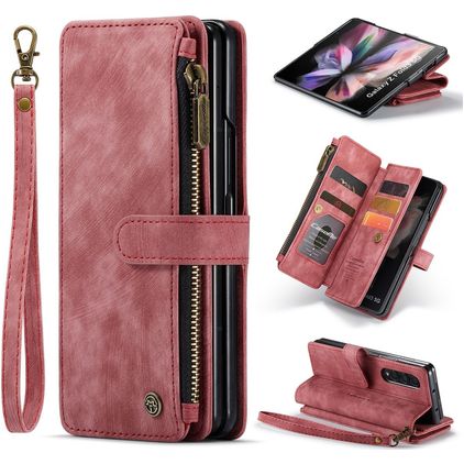 Caseme C30 Samsung Galaxy Z Fold 4 Hülle Klapphülle Geldbörse - Rot