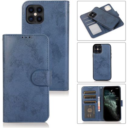 Mobigear Wallet iPhone 12 Hülle Abnehmbare 2in1 Klapphülle Geldbörse - Dunkelblau