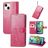 Mobigear Clover iPhone 15 Hülle Klapphülle Geldbörse - Magenta