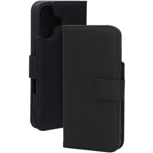 Mobiparts Wallet iPhone 16 MagSafe Hülle Echtes Leder Klapphülle Geldbörse - Schwarz