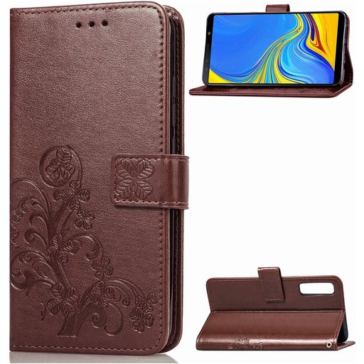 Mobigear Clover Samsung Galaxy A7 (2018) Hülle Klapphülle Geldbörse - Braun