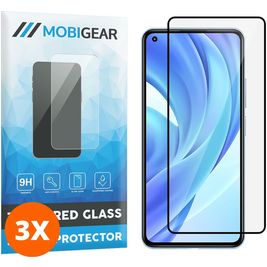 Mobigear Premium Xiaomi Mi 11 Lite Panzerglas Gehärtetes Glas Displayschutz - Hüllenfreundlich - Schwarz (3er Pack)