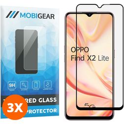 Mobigear Premium OPPO Find X2 Lite Panzerglas Gehärtetes Glas Displayschutz - Hüllenfreundlich - Schwarz (3er Pack)
