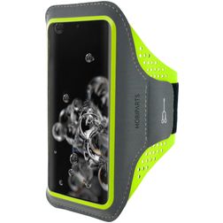 Mobiparts Comfort Fit Handyhalterung Joggen Samsung Galaxy S20 Ultra Sporthülle Neopren Sportarmband - Neon Green