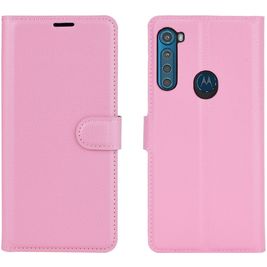 Mobigear Classic Motorola One Fusion Plus Hülle Klapphülle Geldbörse - Pink