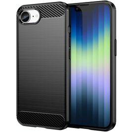 Mobigear Brushed Slim iPhone 16e Hülle Flexibles TPU Backcover - Schwarz
