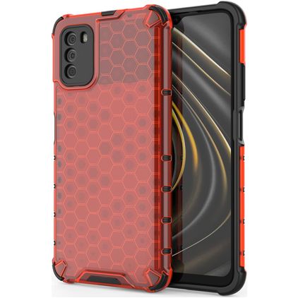 Mobigear Honeycomb POCO M3 Hülle Hardcase Backcover Stoßfest - Rot