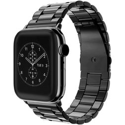 Mobigear Antwerp Edelstahl Apple Watch Armband Faltschließe - 49/46/45/44 mm - Schwarz
